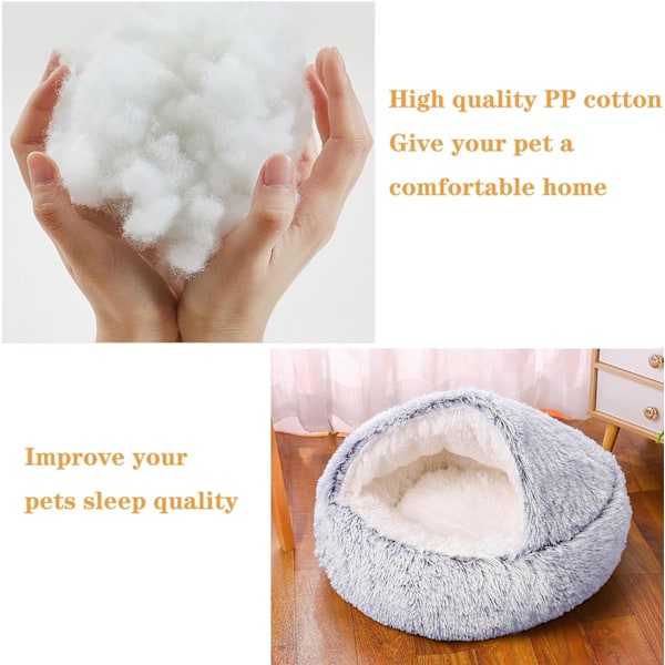 Övertäckt Kattsäng Liten Hundsäng, Plyschmunk Cuddler Nest Varm Mjuk Lugnande Hund Katt Nest Valpsäng med Mysig Svamp Halkfri Botten