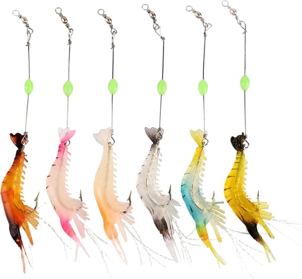 Fiskelokkemad, 6 lokkemad, 7 cm, lavet af PVC.