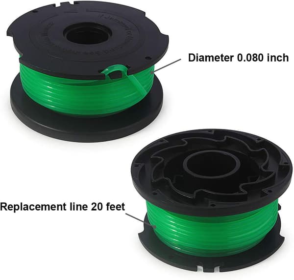 A6486 A6486-XJ A6482 Spoletråd - 6m (20ft) 2mm (0.080\") Kompatibel med BLACK+DECKER GL8033, GL9035, STB3620L, STC5433 Gresstrimmere