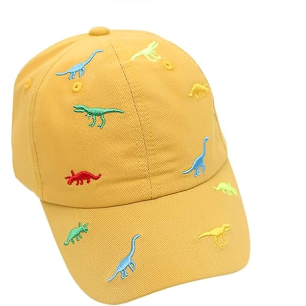 Vauvan lasten baseball-lippikset puuvillaa säädettävät kesähatut taaperoille vauvoille pojille tytöille sarjakuva dinosaurushatut Yellow