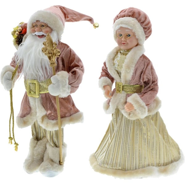 2 st 17,7 tum Realistiska Geniala Tomte och Fru Jultomte Julfigurer Söta Jultomtedockor Ornament