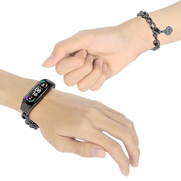 Smart armbåndrem for Xiaomi Mi Band 7 6 5, metallarmbånd i rustfritt stål for kvinner, armbånd for Xiaomi Mi Band 7