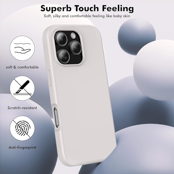 Silikonikuori Yhteensopiva iPhone 16 Pro Kuoren Kanssa Pehmeä Erittäin Ohut Suojaava Iskunkestävä Nestemäinen Silikonipuhelinkuori, 6.1\" Valkoinen