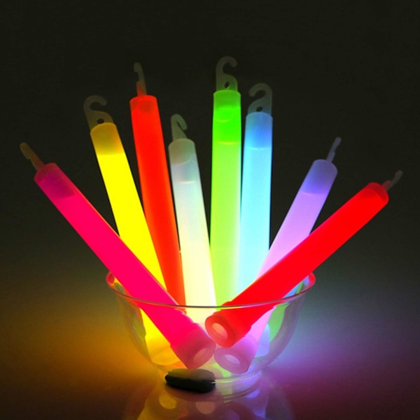 Neonfarver Ultralyse Selvlysende Glow Stick Rør Snøre Premium Fluorescerende Stænger, 6 Tommer, 6 stk., Flerfarvet