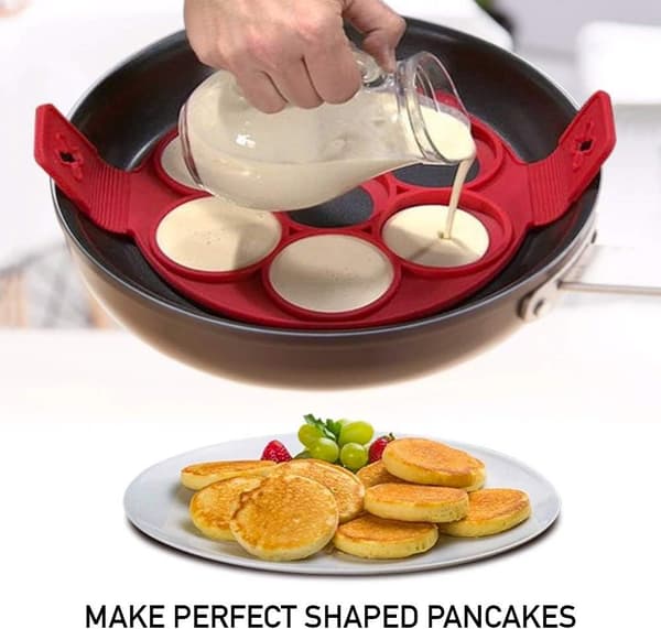 2 Pakning Pannekakeform Pannekakeformer Ring Stekt Egg Form Oppgradert 7 Hull Nonstick Silikon Eggring