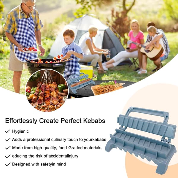 Bærbar multifunksjonell kebab-boks, ABS-materiale av matkvalitet, grå, 11,2 x 7,3 x 3,35 tommer