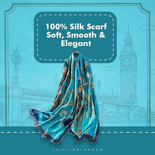 Vårkollektion | Designersidenscarf för kvinnor | Lätta halsscarfar | Sjalar | Storlek - 180cm*90cm