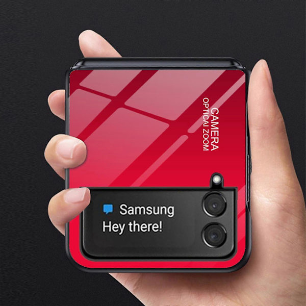 Liukuvärjätty suojakotelo Samsung Galaxy Z Flip 4:lle, kova PC-kehys + karkaistu lasinen suojakuori