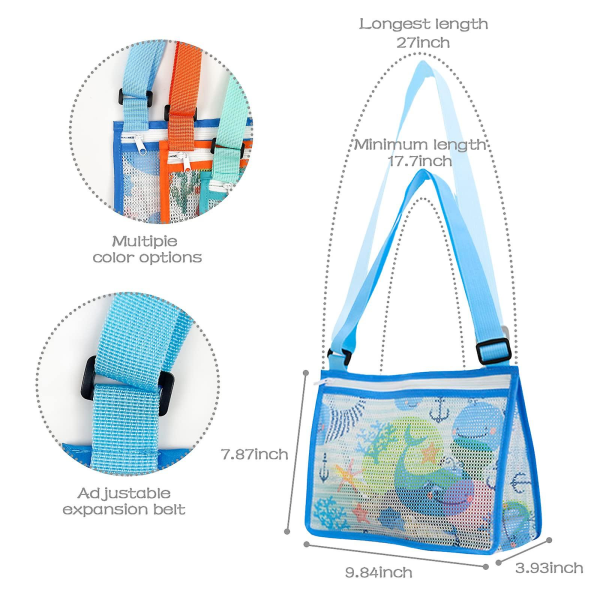 Mesh strandväska för barn, Beach Shell Bag Lätt utomhusförvaring Seashell, Swim Bag Mesh Tote Barn Beach Bags Beach Accessoarer