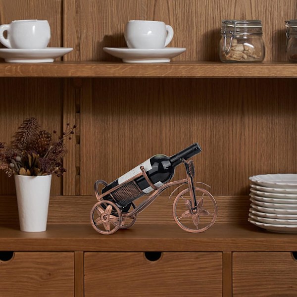 Vinflaskeholder til Enkelt Flaske, Cykelformet, Fritstående Vinreol til Bordplade og Opbevaring af Vinflasker