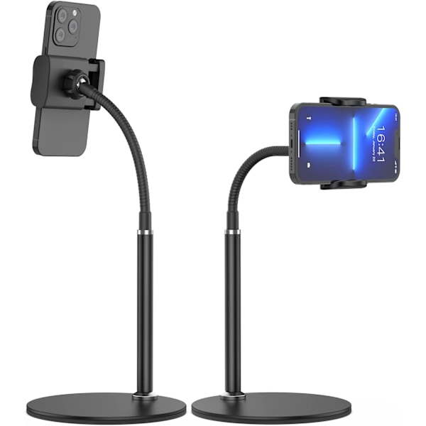 Mobiltelefonholder, 360° fleksibel justerbar skrivebordsstativ med stabil base, lat skrivebordsfeste