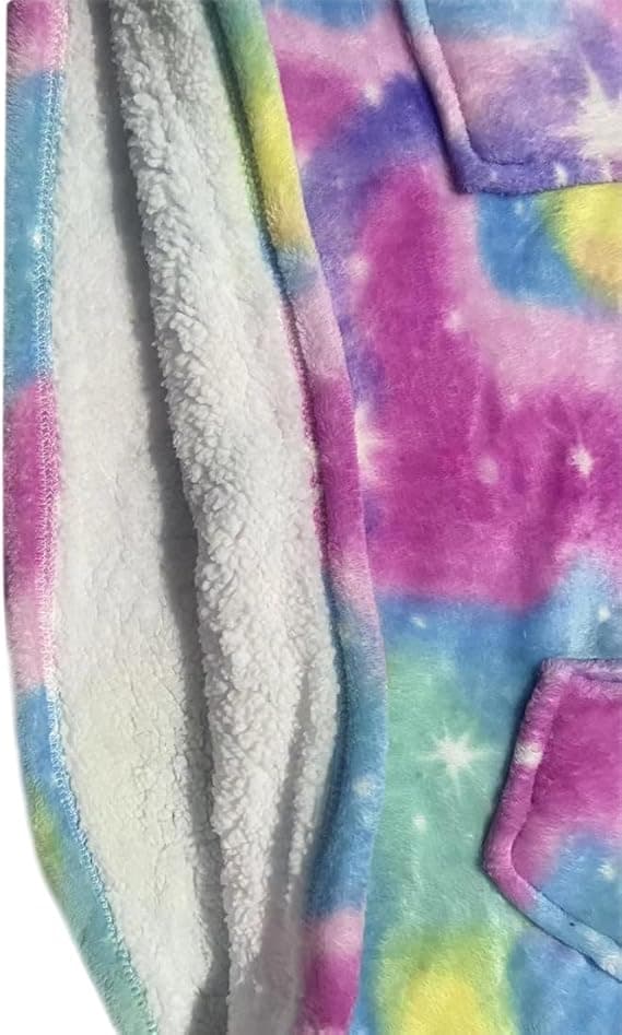 Oversized teppehettegenser for barn, brukbar teppesweatshirt for jenter og gutter, Sherpa fleece hettegenser med lomme