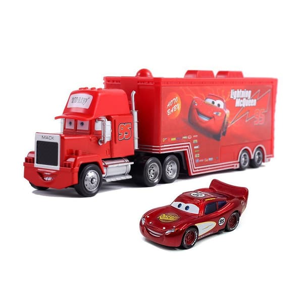 2-pack Chick Hicks Lightning McQueen Uncle Container Truck 1:55 Diecast Metallmodell Födelsedagspresent Leksak för Barn