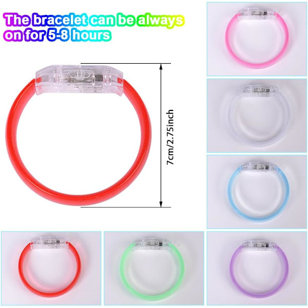 12 stk. LED Armbåndssæt, Selvlysende LED Armbånd, Festartikler, Blinkende Lysende Armbåndslegetøj