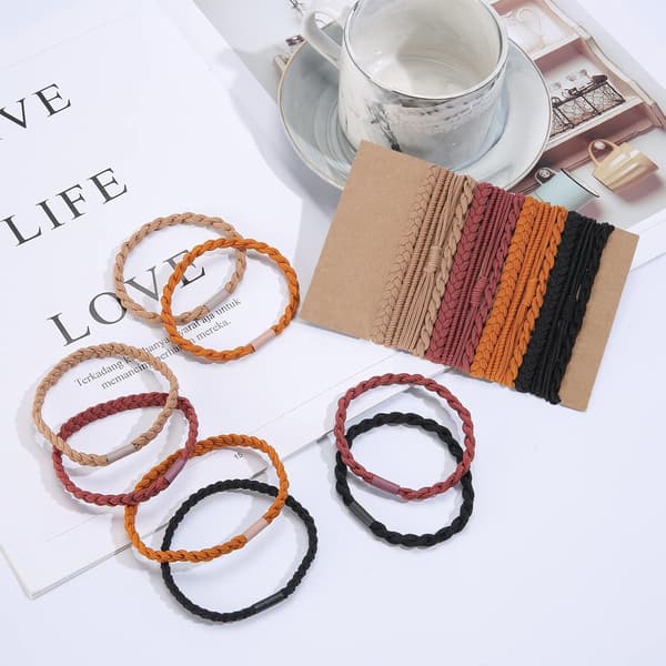 Hårelastikker Armbånd Boho Hårelastik til Kvinder Tykt Hår, Søde Bløde Flettede Hårelastikker, Stærke Nylon Hår Elastikker uden Træk - 16 stk