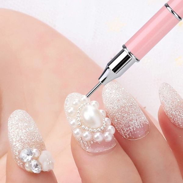 Rhinestone-penna, Rhinestone-plockare, Nagel-prickpenna för nagelkonst DIY Dekorationsverktyg/- Rosa