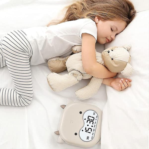 Koala digitaalinen herätyskello, valkoinen, USB-ladattava lasten herätyskello