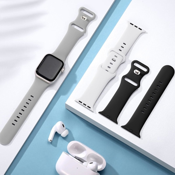 3-pack remmar kompatibla med Apple Watch 38mm 40mm 41mm, silikonersättningsband för iWatch Series 9 8 7 6 5 4 SE, flerfärgad