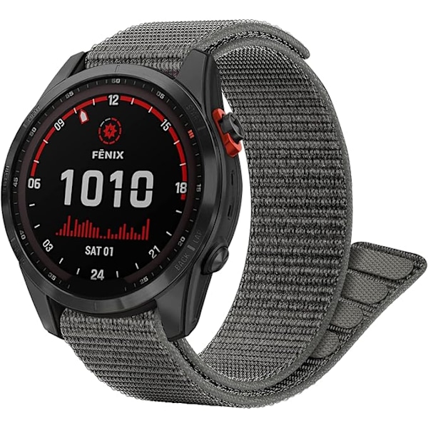 Borrelåsrem for Garmin Fenix 7S/ Fenix 6S/Fenix 5S，20mm Justerbar Flettet Nylon Armbånd Grå