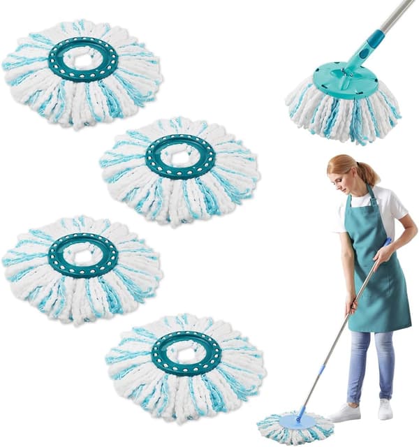 4-delt udskiftningsmoppehovedsæt til Leifheit Twist Mop, dobbeltfiber moppehoved, egnet til alle gulvtyper