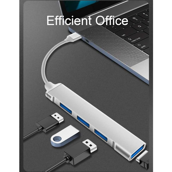 USB Hub, 4 Porte USB 3.0 Multi USB Hub, USB C Hub 5Gbps Adapter Bærbar Multi Data Hub Adapter