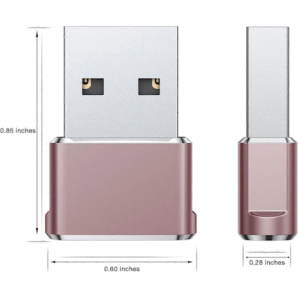 USB til USB C Adapter 3-pak, Type C Hun til A Han Opladerkabel Konverter Pink