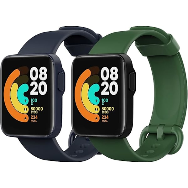 Rem för Xiaomi Mi Watch Lite/Redmi Watch, mjukt silikonersättningsband, sportband, armband, bläckblått/flaskgrunt