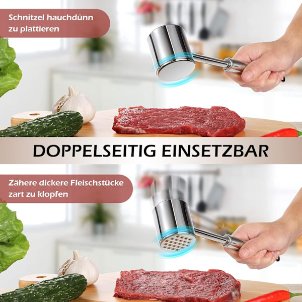 Kødhammer til køkken & BBQ - Robust kødhammer i rustfrit stål til bøffer og kyllingebryst