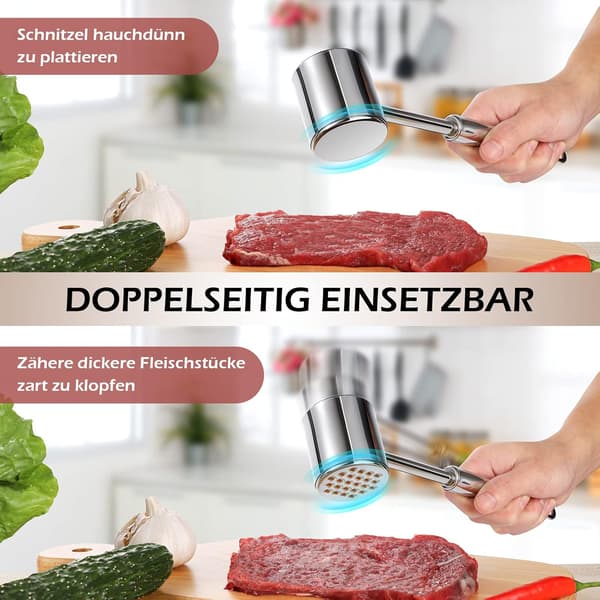 Köttmörare för kök och grill - Robust biffkött hammare i rostfritt stål för nötkött kycklingbröst