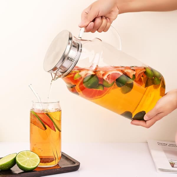 2000 ml glaskande med låg, 2 L juice- og iste-drikkekaraffel med låg