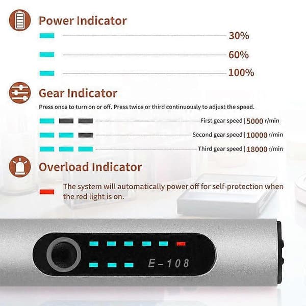 Graveringspenn 37 Bits, USB Oppladbar Trådløs Graveringsmaskin