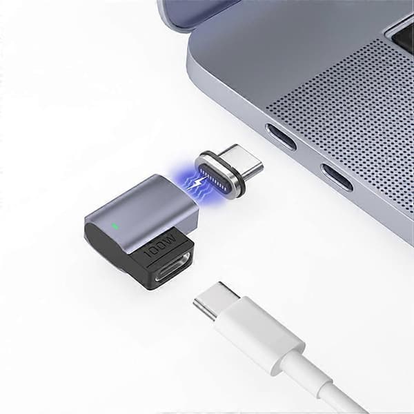 Magnetisk USB-C-adapter Vinklad Design 11-Pin Mini Typ-C-adapter Stödjer PD 100W 5A Snabbladdning