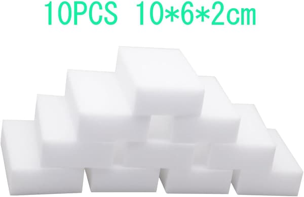 Set med 10 multifunktionella magiska svampar av melamin, 100 x 60 x 20 mm