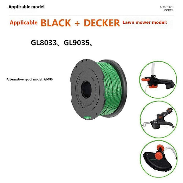 1 stk. A6486 ABS-spole for Black &amp; Decker gressklipper nylon trimmingshode