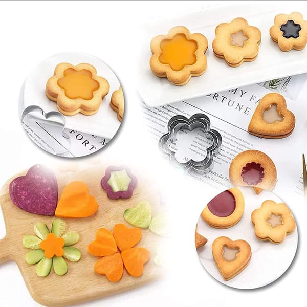 Metall Kakeform Sett - 12 Rustfrie Stålformer Inkludert Rund, Hjerte, Stjerne og Blomst for Baking av Kjeks og Mini Former
