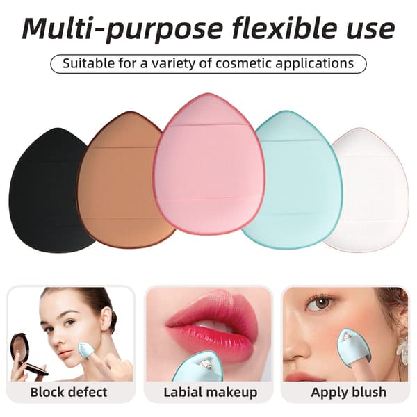 Minipuderpuffer til fingrene, sæt med 12 minipuffer, velegnet til foundation, concealer og øjenskygge