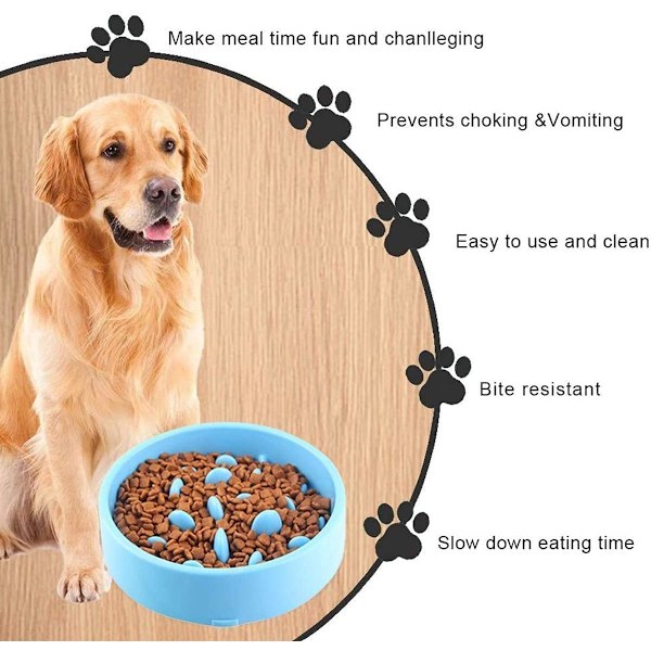 Slow Down Eating Hundeskål, Anti-Grådig Foderautomat til Hunde, Kæledyrsfoder - Slow Down Eating, Blå 20 CM