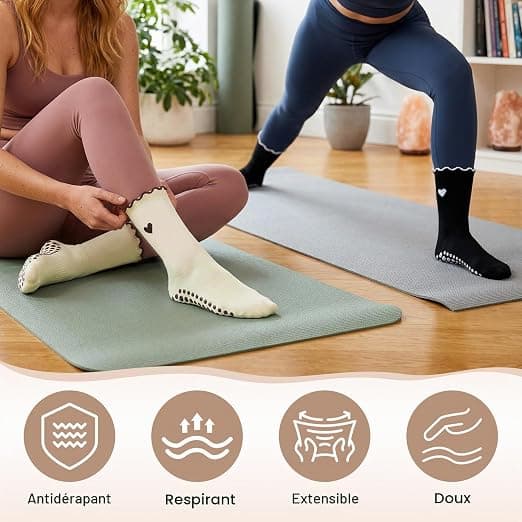 6 par pilates- och yogastrumpor för dam, EU 35-40