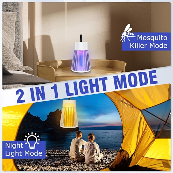 Myggdreperlampe, USB-oppladbar, Mini UV Elektrisk Insektdreper, Bærbar Fluefelle for Camping, Hage, Terrasse