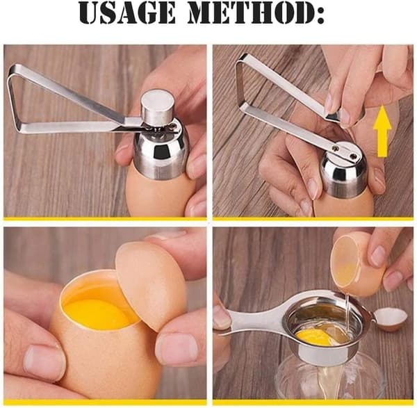Eggeskallkutter i rustfritt stål Kjøkken Eggåpner Verktøy Eggknekker Fjerner Eggeskallseparator