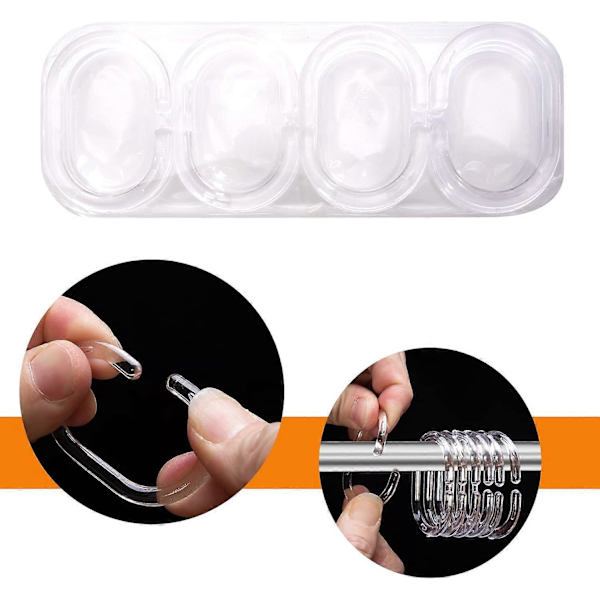 Duschdraperikrokar i plast för badrumsduschfönsterstång (24-pack klar)