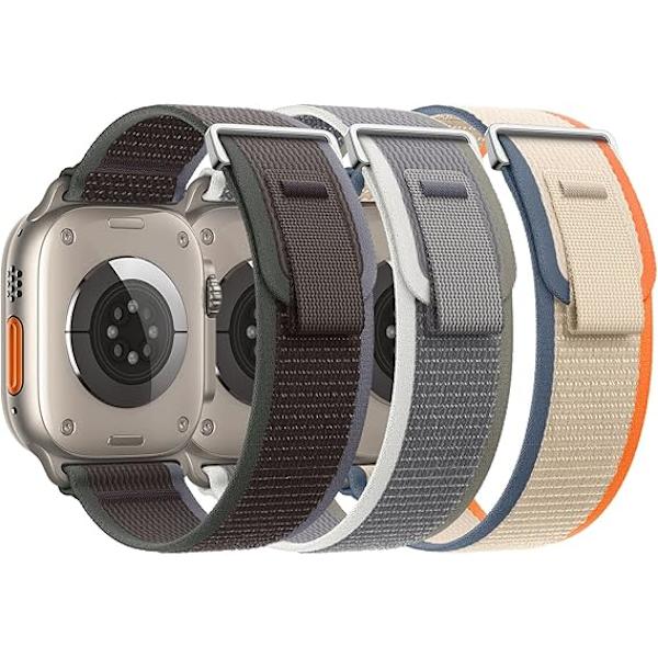 3-pack kompatibla med Apple Watch-armband 42mm 44mm 44mm 45mm för kvinnor och män, nylontyg sport ersättningsband 42/44/45/49MM