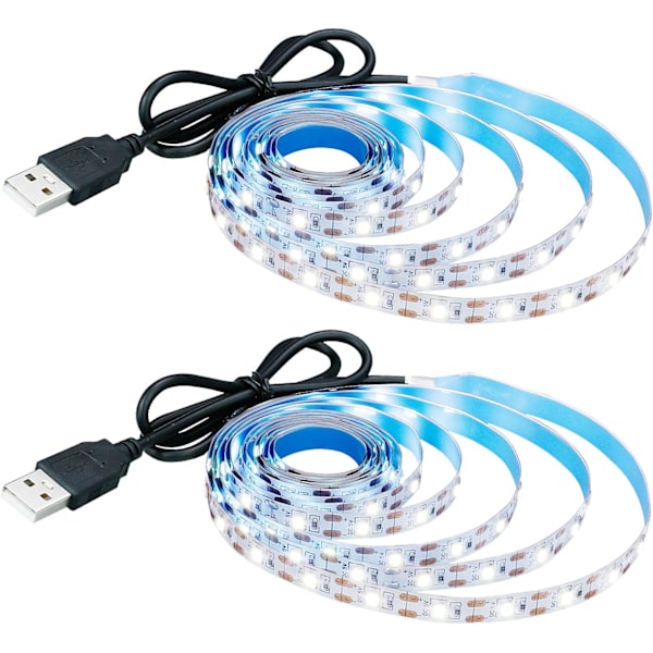 5V USB LED-remsa kall vit 6000K USB-driven 4M (2 st) Flexibel SMD2835 Hög ljusstyrka Ej vattentät IP20 LED-bandljus