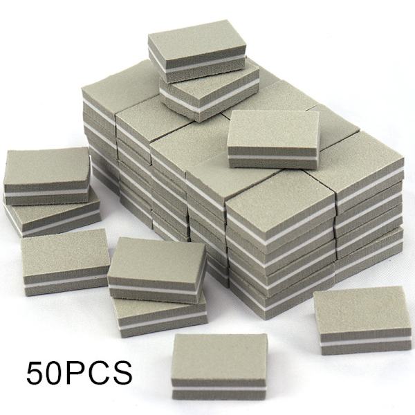 50 st Mini Nagelfilar, Nagelfilarblock för Naturliga, Gelé & Akrylnaglar, Dubbelsidig Poleringsblock för Hem & Salongsanvändning Gray