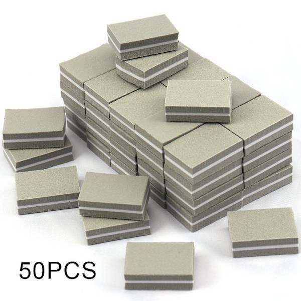 50 stk. Mini Neglebuffer, Neglebufferblokke til Naturlige, Gel & Akryl Negle, Dobbeltsidet Bufferblok til Hjemme- & Salonbrug Gray