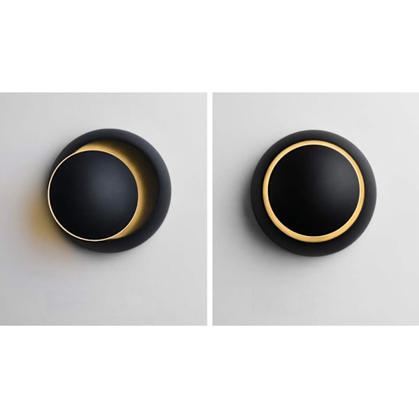 Moderne væglampe LED væglampe kreativ eclipse væglampe varm hvid 2-i-1 LED loftlampe 5W loftlampe jernlamper, Sort