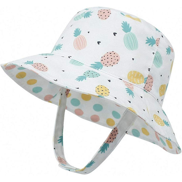 Solhatt for småbarn Sommer UPF 50+ Dobbeltsidig Brukbar Reversibel Bøttehatt for Baby