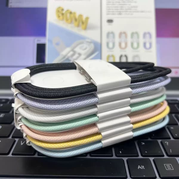 1 meter lang ladekabel, kompatibel med Samsung og iPhone 17 Pro Max, hurtiglading, USB-C-grensesnitt, hvit.