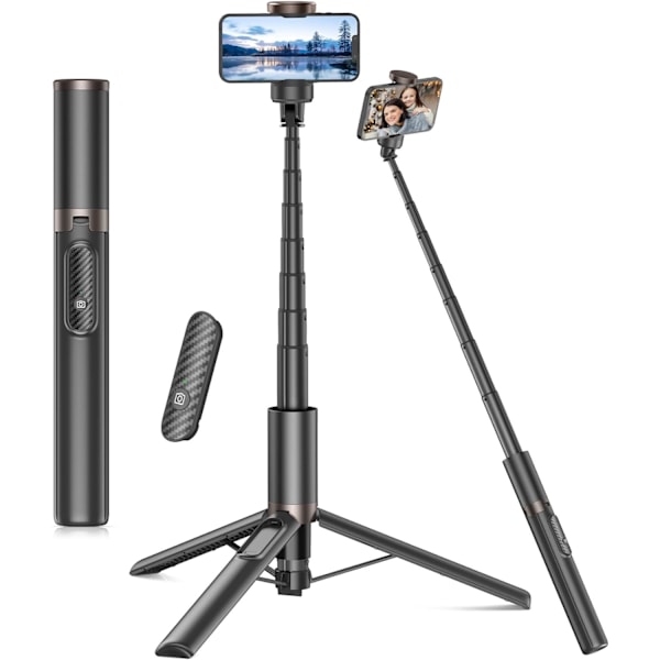 67\" Selfie Stick Tripod, 360° Roterende Mobiltelefon Tripod Stativ, Uttrekkbar Alt-i-1 Aluminium Tripod med Trådløs Fjernkontroll