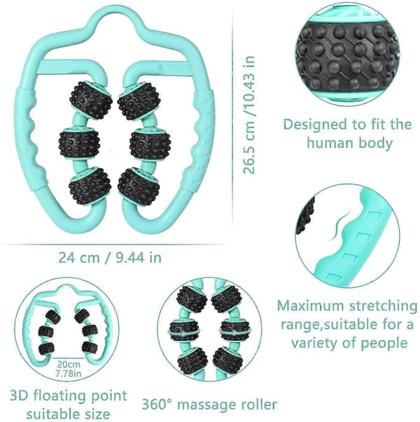 6 Hjul Massage Roller, Manuell Massage Roller Muskelmassage Roller, Massager Muskel Roller, Sport